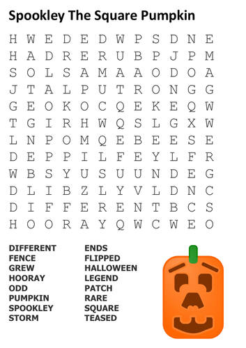 Spookley The Square Pumpkin Word Search