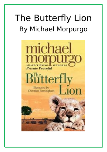 Butterfly Lion by Michael Morpurgo Worksheets