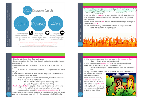 GCSE/KS4 RE I Good & Evil Philosophy Revision Cards