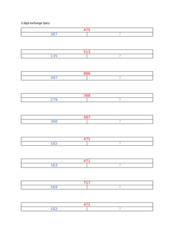 Subtraction- part part whole 3 digit