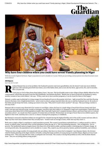 Lesson 4: Social issues in Niger, literacy based