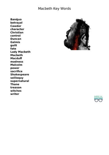 Macbeth Key Words Sheet