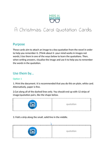 A Christmas Carol Quotation Cards