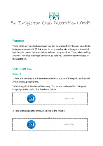 An Inspector Calls Quotation Cards