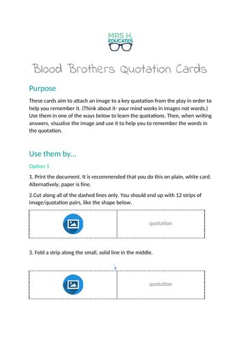 Blood Brothers Quotation Cards