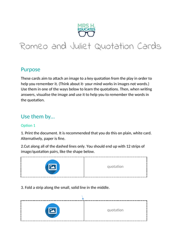 Romeo and Juliet Quotation Card