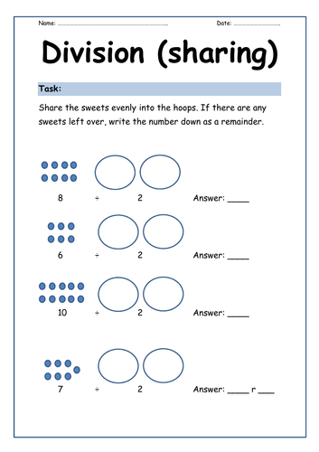 Division Worksheet - Sharing In Groups | Teaching Resources