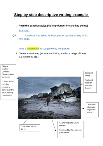 Aqa Language Paper 1 Section B Step By Step Writing To Describe Example Teaching Resources