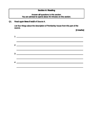 AQA English Language GCSE Paper 1 Exam Practice Mock Exam 1 Exam Questions
