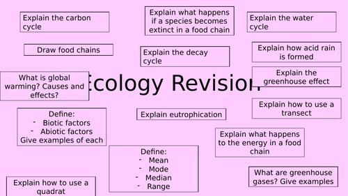 Ecology Revision