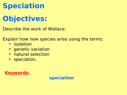 New AQA B6.14 (New Biology spec 4.6 - exams 2018) - Speciation (TRIPLE ONLY)