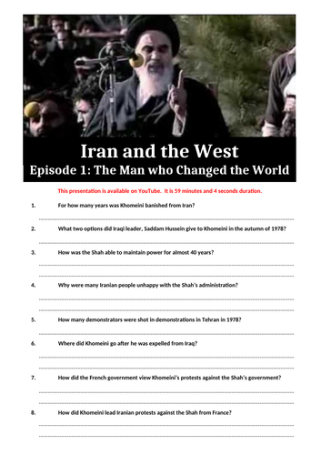 Worksheet for video:  Iran and the West Ep.1 - The Man who Changed the World