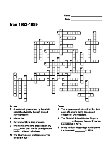 Crossword - Iran 1953-1989