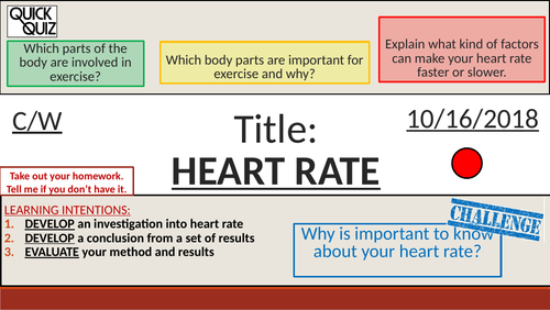 KS3 - Analysing Data - Heart Rate Investigation + Writeup