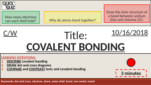 KS3 - Atoms and Bonding - Covalent Bonding