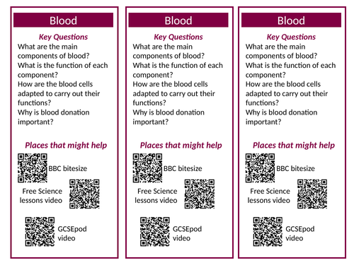 AQA Trilogy Revision - Organisation QR Codes