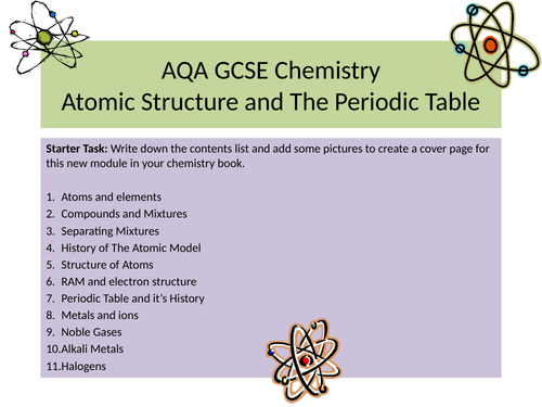AQA Chemistry C1 - Atomic Structure: Atoms and Elements