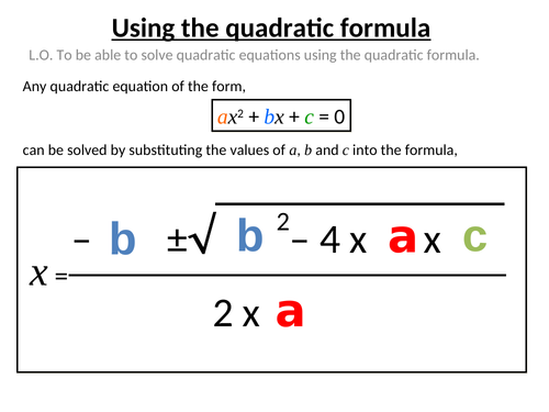 Using the quadratic formula