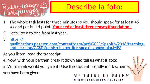 GCSE Spanish describe the photo revision EDEXCEL