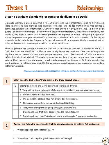 Reading skills: Las relaciones