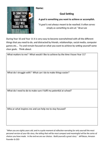 Goal Setting Sheet - SMART Goals