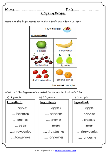 Functional Maths - Adapting Recipes