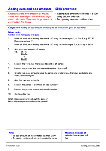 Problem-Solving Investigation: Decimal and money calculation. (Year 5 Addition and Subtraction)