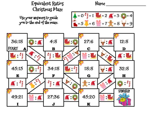 Equivalent Ratios Activity: Christmas Math Maze