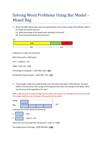 Solving Word Problems Using Bar Model – Mixed Bag