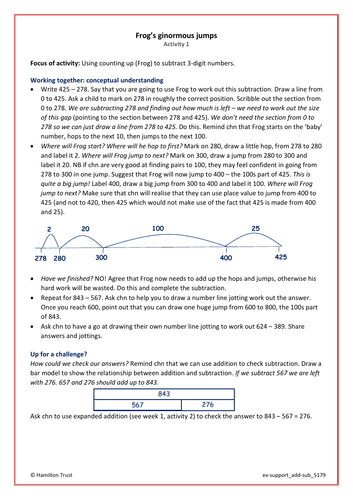 Extra Support Activity:Column subtraction; choose strategies. (Year 5 Addition and Subtraction)