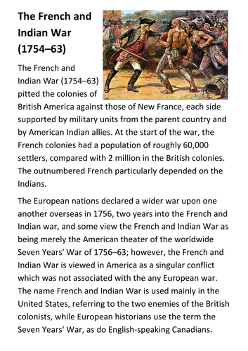 The French and Indian War (1754–63) Handout | Teaching Resources