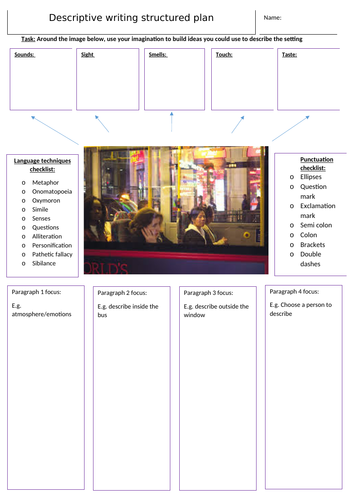 Aqa Language Paper 1 Section B Question 5 Planning Sheet Teaching Resources