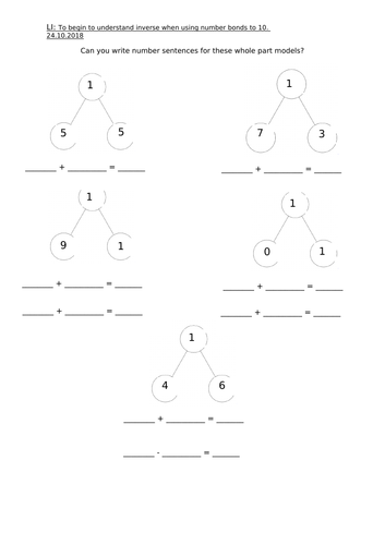 Number Bonds to 10 inverse