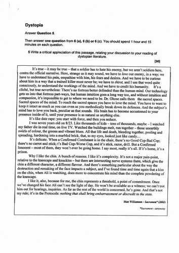 A Level Exemplar - OCR Dystopia - Section A