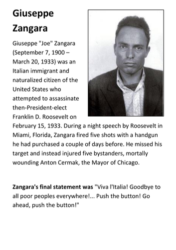 Giuseppe Zangara Handout