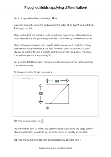 Mathematics A Level Calculus Differentiation - highest grade practice questions