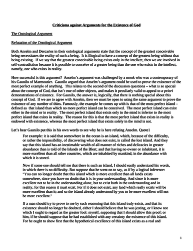 Arguments Against the Existence of God  worksheet