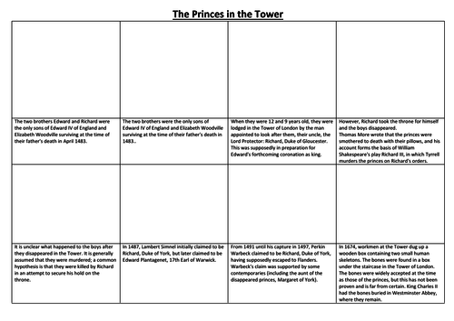 Princes in the Tower Comic Strip and Storyboard