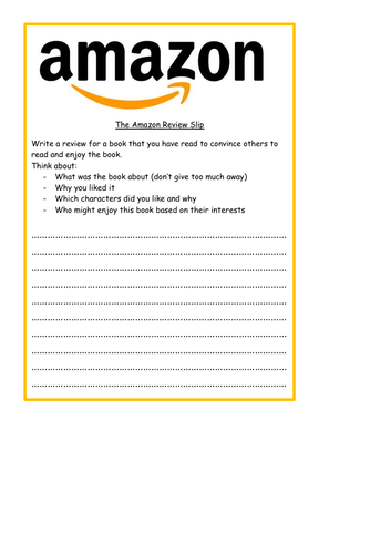 Amazon Book Review Template Teaching Resources
