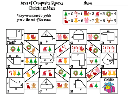 Area of Composite Figures Activity: Christmas Math Maze | Teaching ...