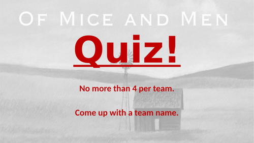 Steinbeck's 'Of Mice and Men' pub quiz - 7 rounds