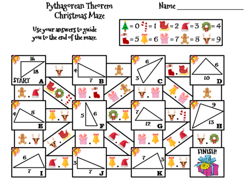 Pythagorean Theorem Activity: Christmas Math Maze