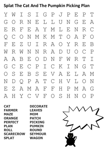 Splat The Cat And The Pumpkin Picking Plan Word Search
