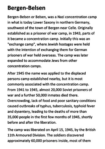Bergen-Belsen Handout