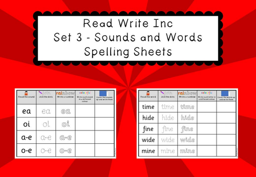 Phonics Read Write Inc Set 3 - Sounds and Words Spelling Sheets