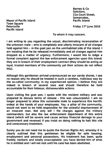 The Island by Armin Greder - formal letter