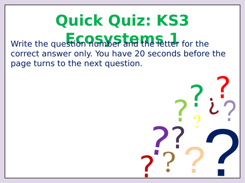 KS3 Ecosystems 1 quiz