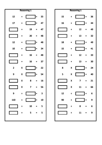 KS2 Reasoning Addition and Takeaway