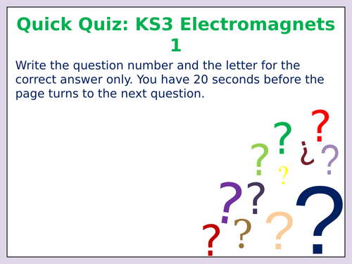 KS3 Electromagnets 1 multiple choice quiz on powerpoint