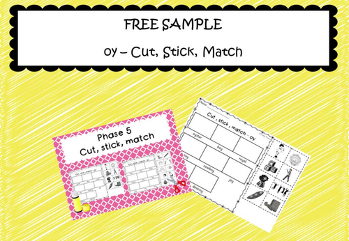 FREE SAMPLE: Phonics - oy (Cut,Stick, Match)